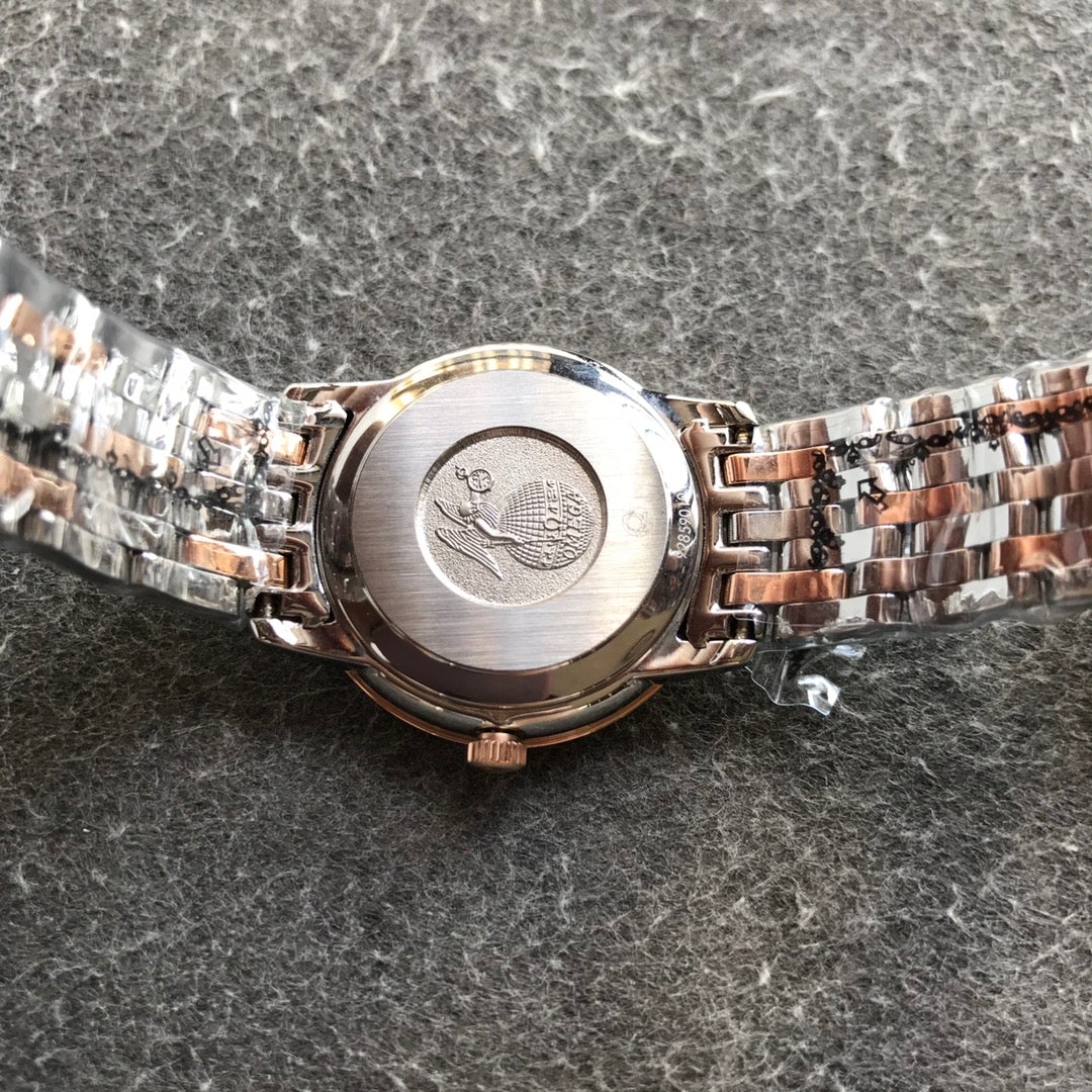 VARELLO CLASSIC PRESTIGE 27MM QUARTZ ROSE GOLD STEEL DIAMOND NUMERALS