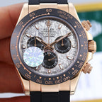 CLASSIC 40MM CERAMIC BEZEL ROSE GOLD-TONE CASE METEORITE DIAL CHRONOGRAPH WATCH