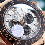 CLASSIC 40MM CERAMIC BEZEL ROSE GOLD-TONE CASE METEORITE DIAL CHRONOGRAPH WATCH