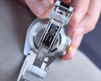 CLASSIC 40MM TWO-TONE GOLD-TONE STEEL CASE BLACK CERAMIC BEZEL LEATHER STRAP WATCH