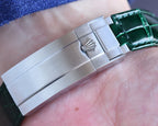 CLASSIC 40MM TWO-TONE GOLD-TONE STEEL CASE GREEN CERAMIC BEZEL LEATHER STRAP WATCH
