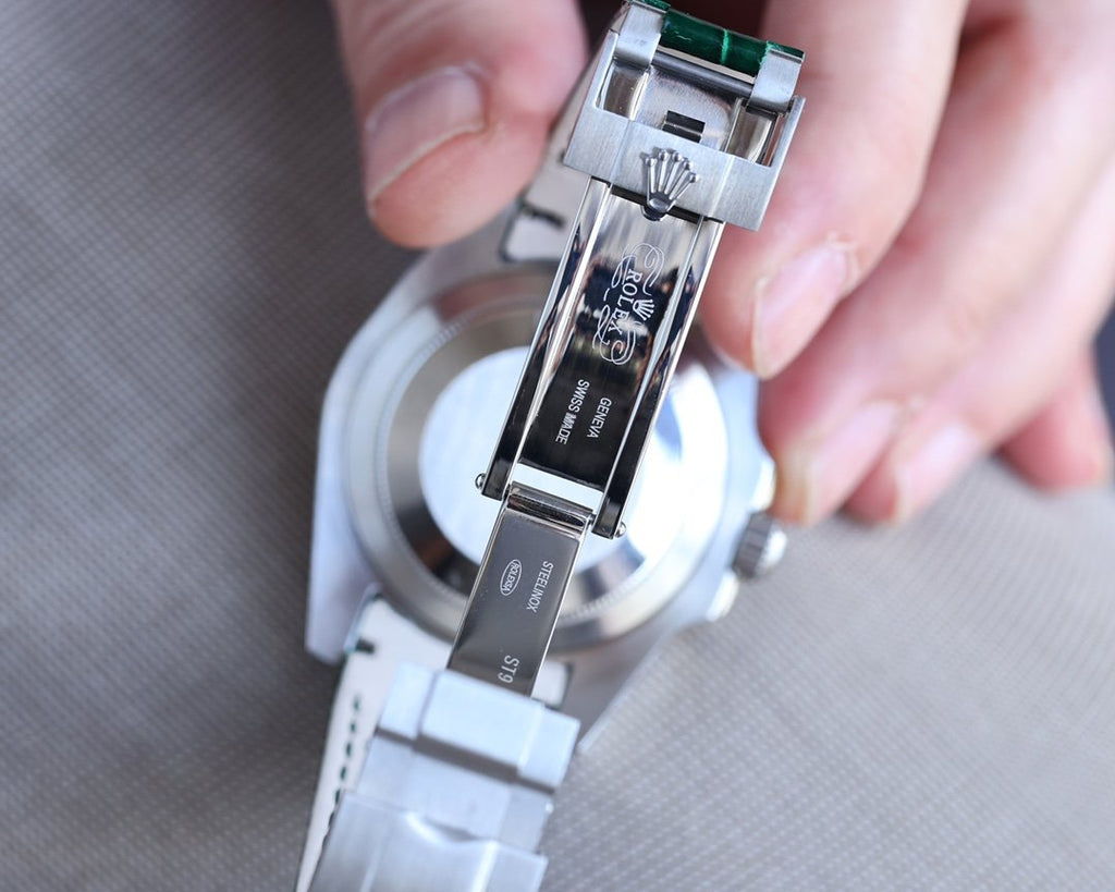 CLASSIC 40MM TWO-TONE GOLD-TONE STEEL CASE GREEN CERAMIC BEZEL LEATHER STRAP WATCH