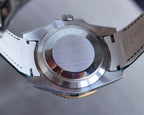CLASSIC 40MM TWO-TONE GOLD-TONE STEEL CASE GREEN CERAMIC BEZEL LEATHER STRAP WATCH