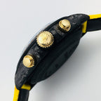 CLASSIC 40MM CUSTOM CARBON FIBER CREAM DIAL YELLOW TEXTILE STRAP WATCH