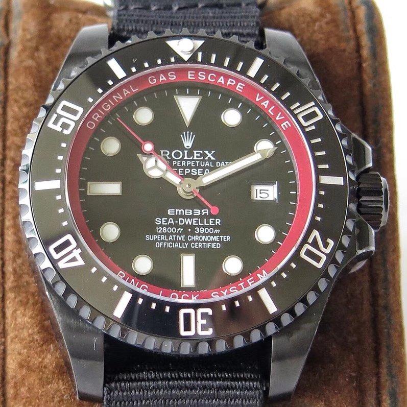 CLASSIC 44MM CUSTOM ALL-BLACK TEXTILE STRAP DIVE WATCH
