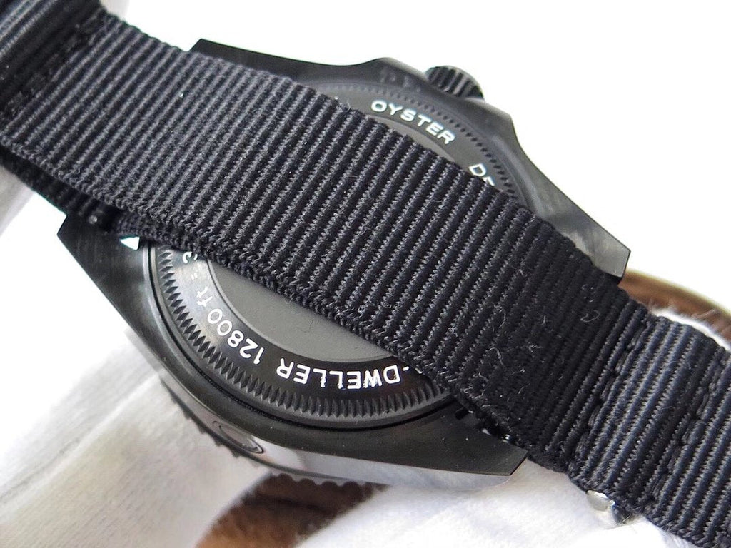 CLASSIC 44MM CUSTOM ALL-BLACK TEXTILE STRAP DIVE WATCH