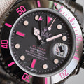 CLASSIC CUSTOM BLACK DIAL PINK NUMERAL WATCH