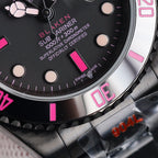 CLASSIC CUSTOM BLACK DIAL PINK NUMERAL WATCH
