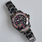 CLASSIC CUSTOM BLACK DIAL PINK NUMERAL WATCH