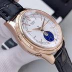 CLASSIC 39MM ROSE GOLD-TONE CASE WHITE DIAL MOONPHASE WATCH