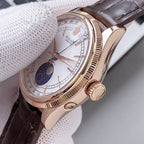 CLASSIC 39MM ROSE GOLD-TONE CASE WHITE DIAL MOONPHASE WATCH