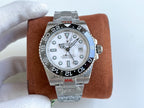 CLASSIC GMT CERAMIC BLACK BEZEL WHITE DIAL WATCH