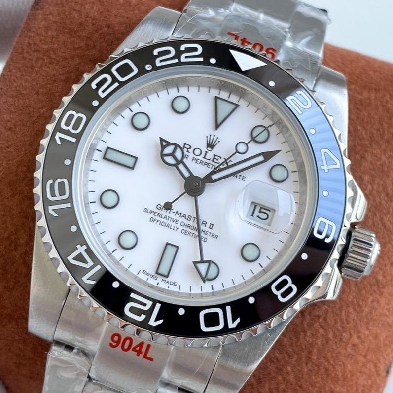 CLASSIC GMT CERAMIC BLACK BEZEL WHITE DIAL WATCH