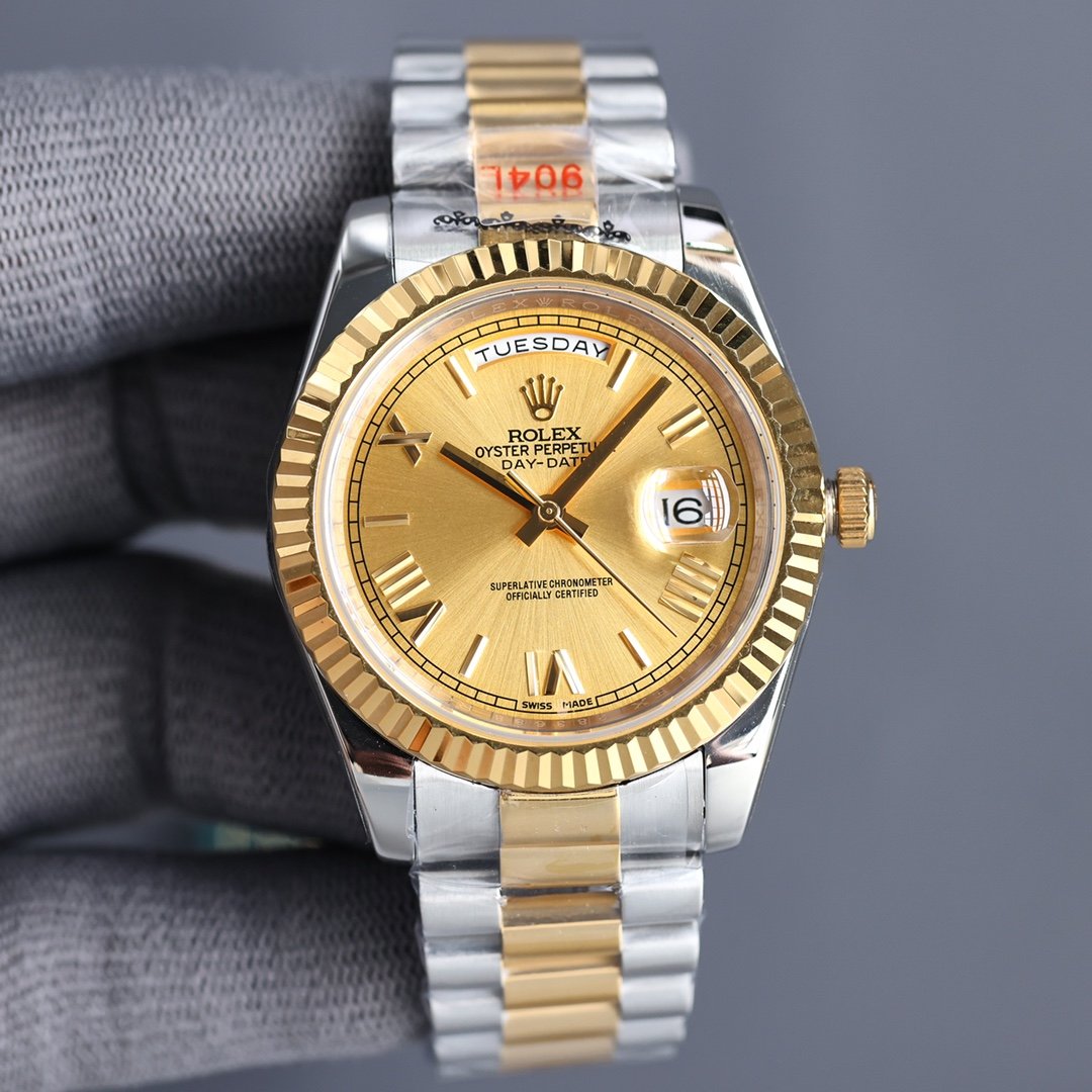 CLASSIC 40MM TWO-TONE GOLD-TONE & STEEL DAY-DATE BRACELET WATCH