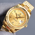 CLASSIC 40MM GOLD-TONE CASE DAY-DATE STEEL BRACELET WATCH