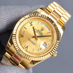 CLASSIC 40MM GOLD-TONE CASE DAY-DATE STEEL BRACELET WATCH