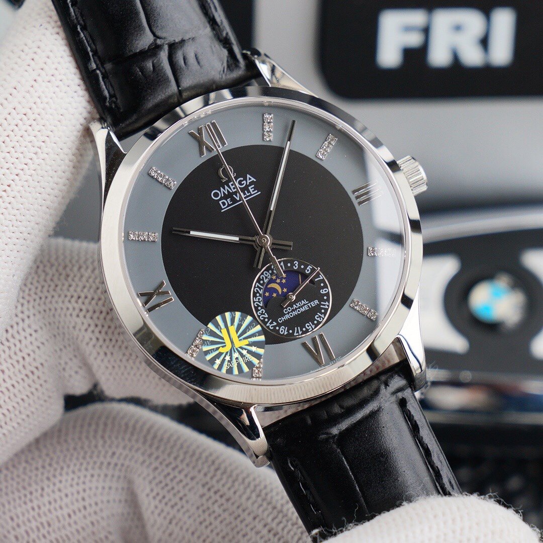 VARELLO CLASSIC CHRONOMETER 40MM MOONPHASE GREY BLACK DIAL