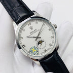 CLASSIC 41MM MOONPHASE STAINLESS STEEL WHITE DIAL WATCH