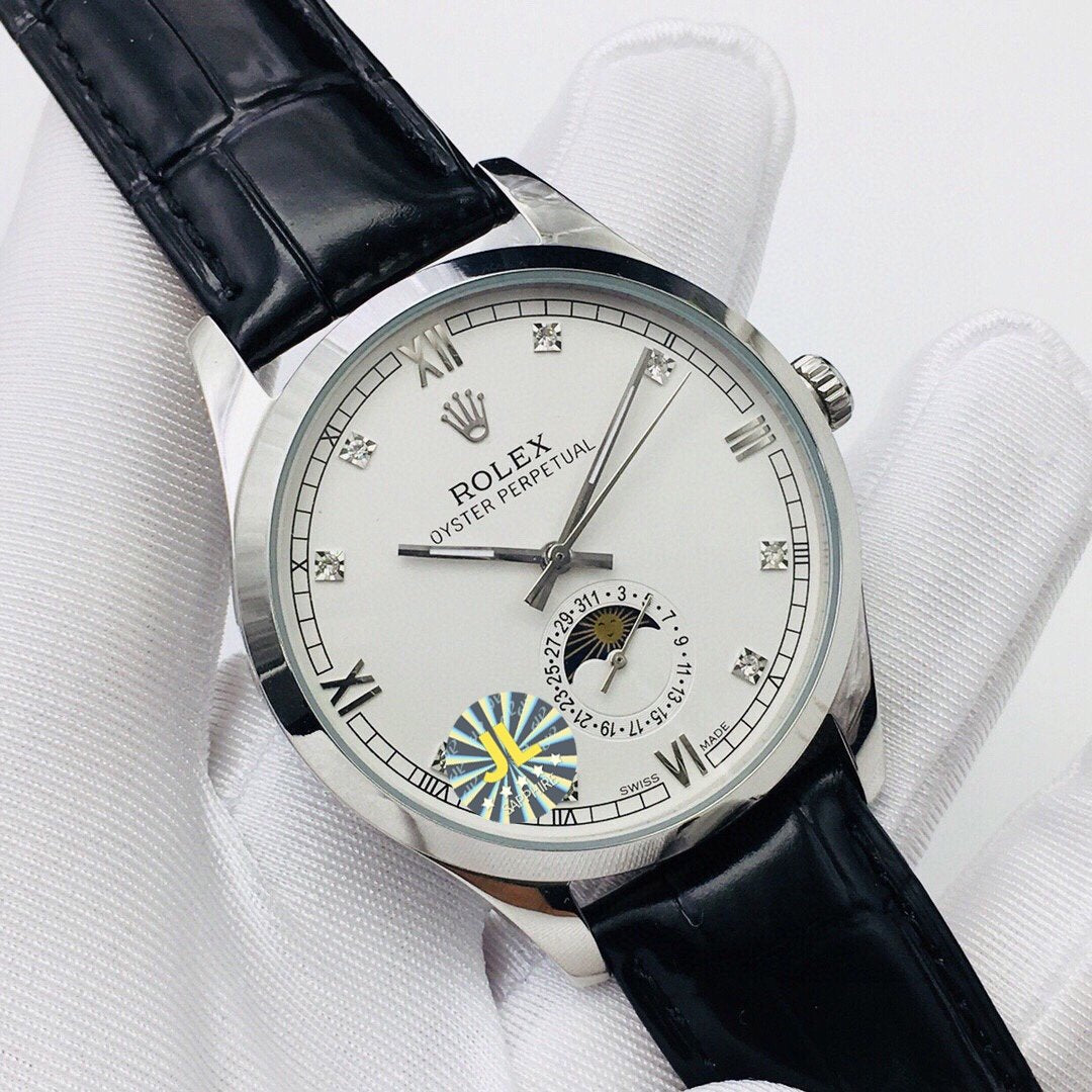 CLASSIC 41MM MOONPHASE STAINLESS STEEL WHITE DIAL WATCH