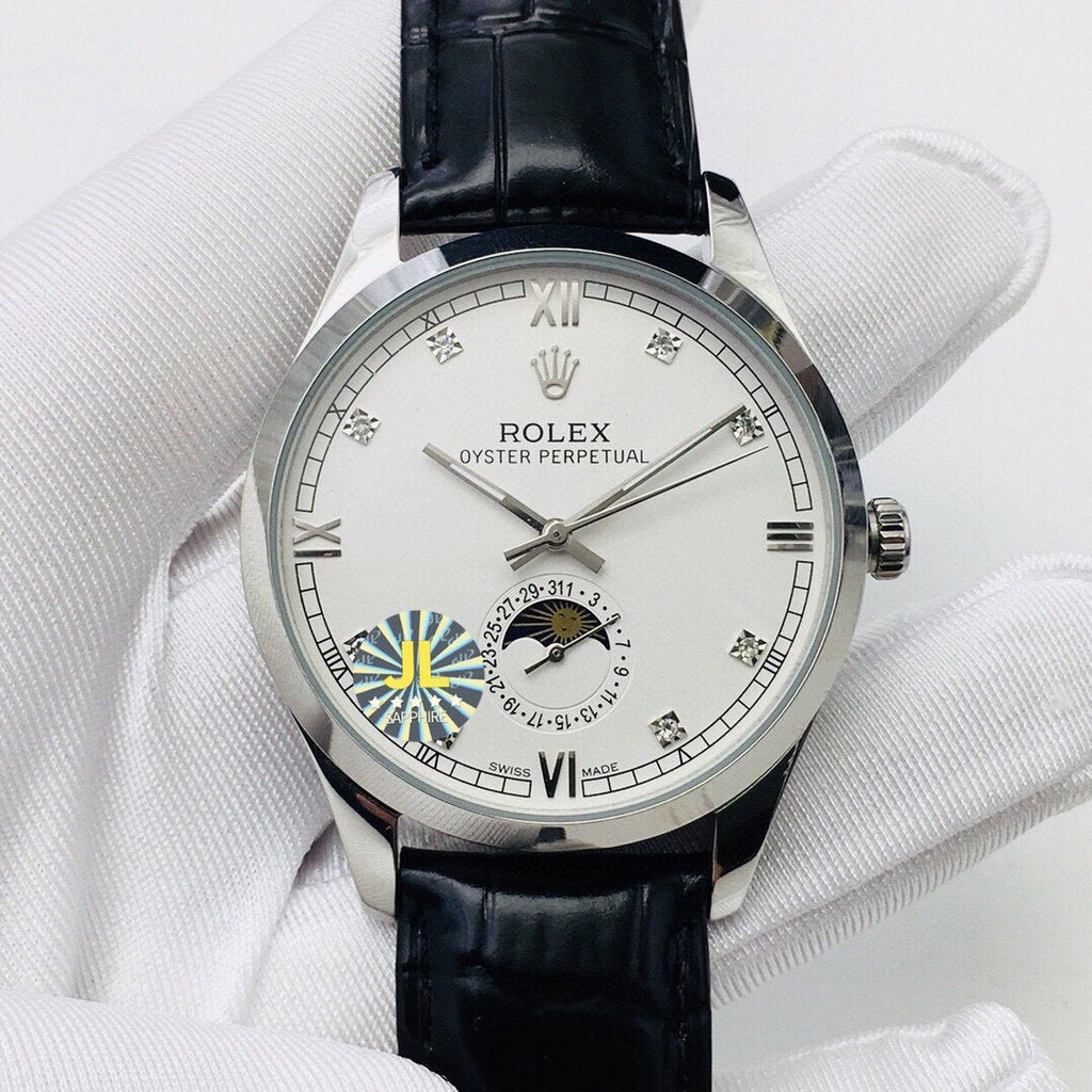CLASSIC 41MM MOONPHASE STAINLESS STEEL WHITE DIAL WATCH