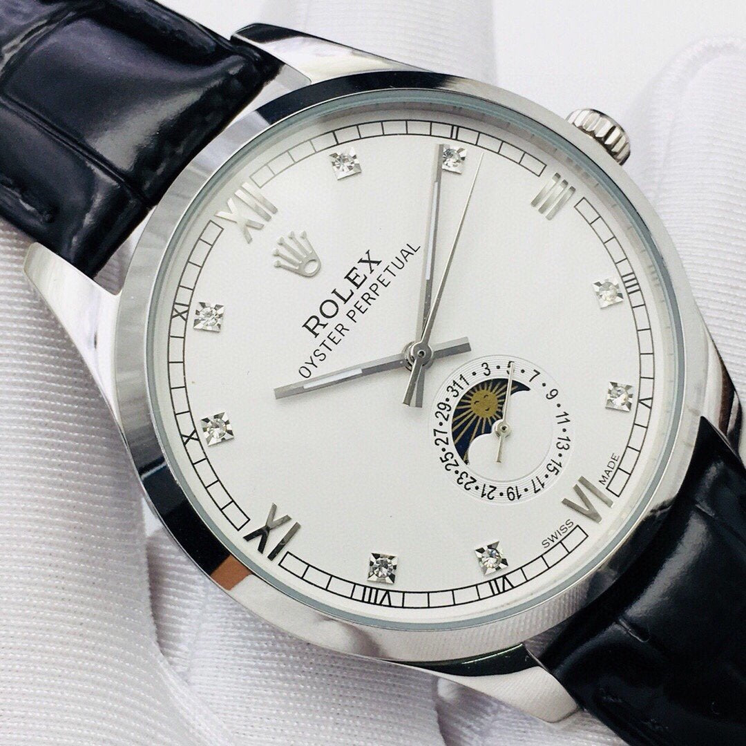 CLASSIC 41MM MOONPHASE STAINLESS STEEL WHITE DIAL WATCH