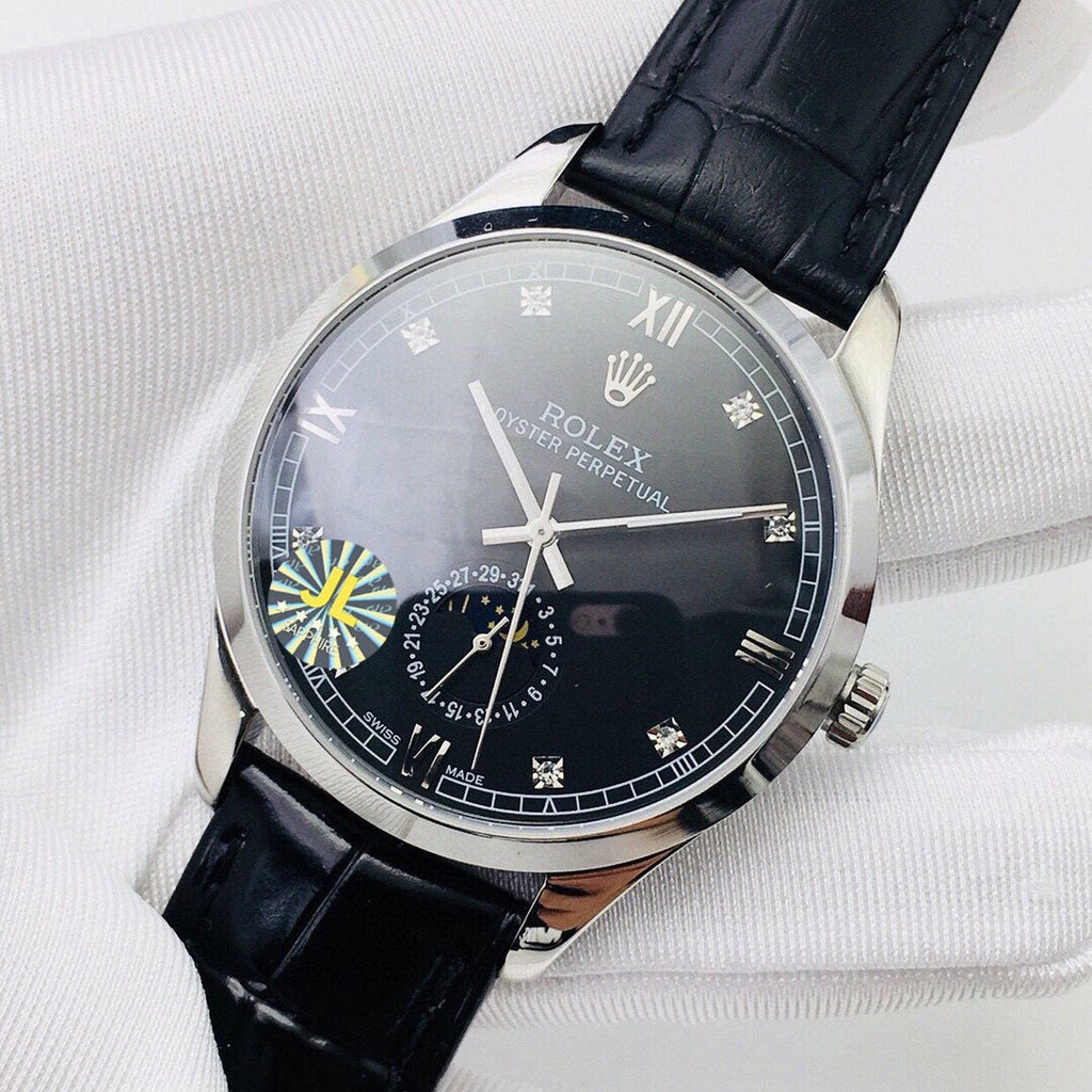CLASSIC 41MM MOONPHASE STAINLESS STEEL BLACK DIAL WATCH