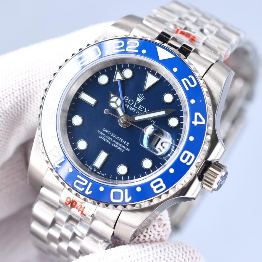 CLASSIC GMT BLUE CERAMIC BEZEL STEEL BRACELET WATCH