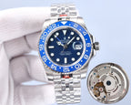 CLASSIC GMT BLUE CERAMIC BEZEL STEEL BRACELET WATCH