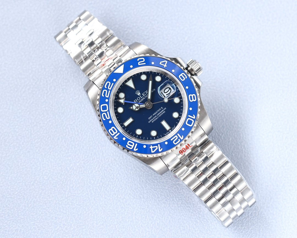 CLASSIC GMT BLUE CERAMIC BEZEL STEEL BRACELET WATCH