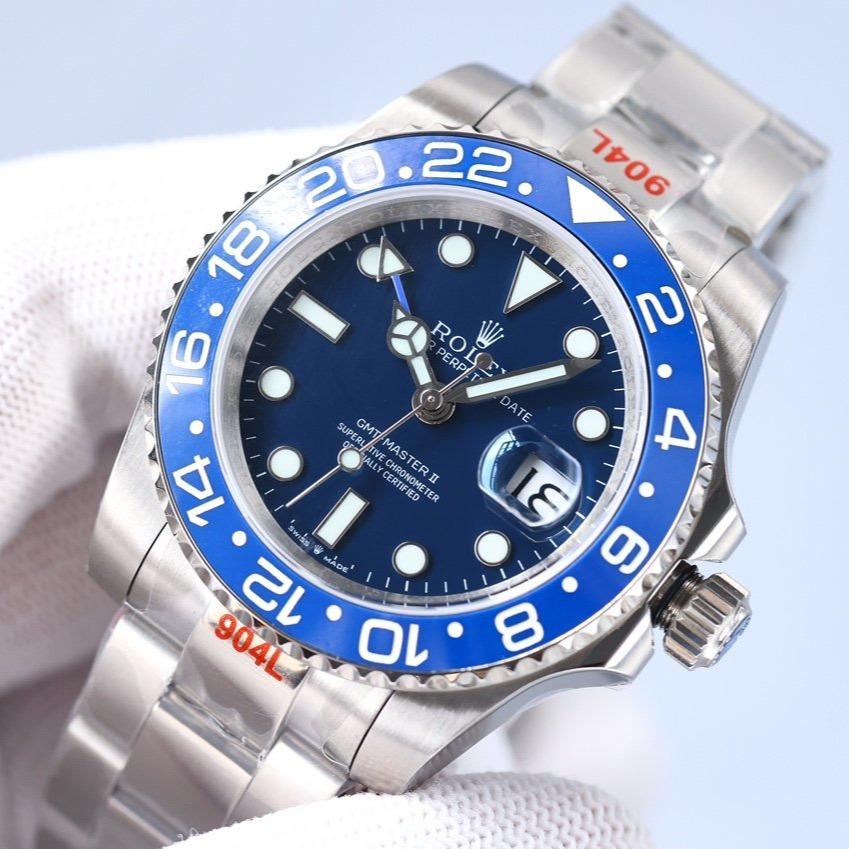 CLASSIC GMT BLUE CERAMIC BEZEL STEEL BRACELET WATCH