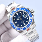 CLASSIC GMT BLUE CERAMIC BEZEL STEEL BRACELET WATCH