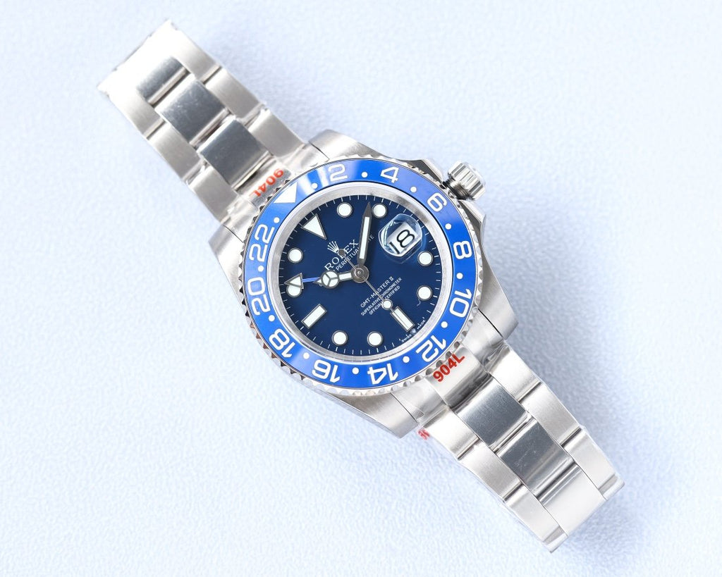 CLASSIC GMT BLUE CERAMIC BEZEL STEEL BRACELET WATCH