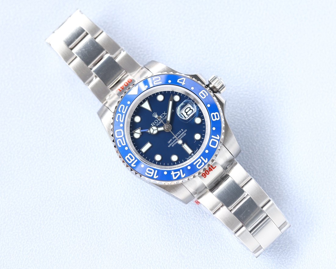 CLASSIC GMT BLUE CERAMIC BEZEL STEEL BRACELET WATCH