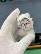CLASSIC 40MM WHITE CERAMIC CASE YELLOW & WHITE DIAL CHRONOGRAPH WATCH