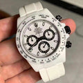 CLASSIC 40MM WHITE CERAMIC CASE BLACK & WHITE DIAL CHRONOGRAPH WATCH