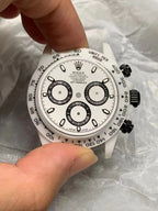 CLASSIC 40MM WHITE CERAMIC CASE BLACK & WHITE DIAL CHRONOGRAPH WATCH
