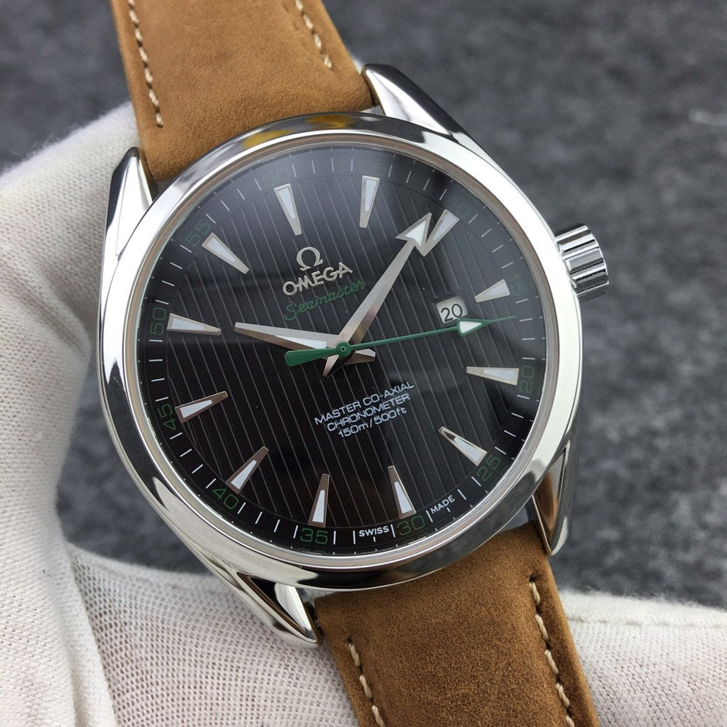 VARELLO CLASSIC 150M STEEL CASE BLACK DIAL BROWN LEATHER