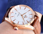 VARELLO CLASSIC 150M GOLD-TONE CASE LEATHER STRAP WATCH