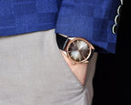 VARELLO CLASSIC 150M GOLD-TONE CASE LEATHER STRAP WATCH
