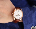 VARELLO CLASSIC 150M GOLD-TONE CASE LEATHER STRAP WATCH
