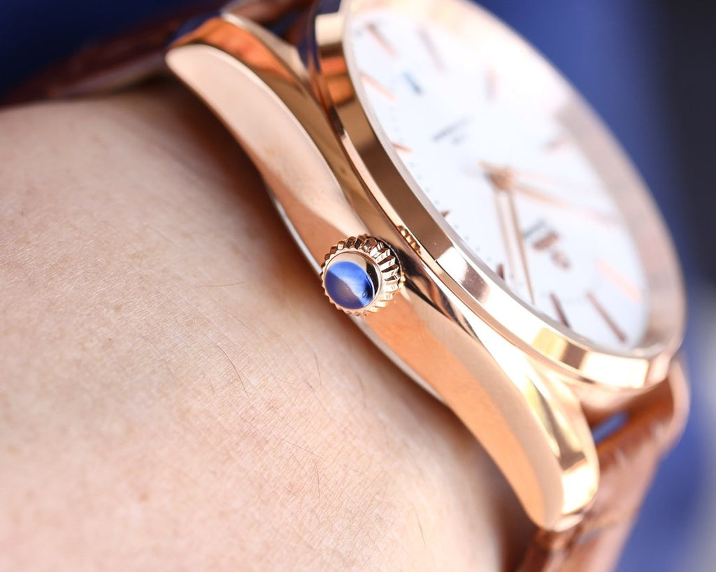 VARELLO CLASSIC 150M GOLD-TONE CASE LEATHER STRAP WATCH
