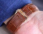 VARELLO CLASSIC 150M GOLD-TONE CASE LEATHER STRAP WATCH