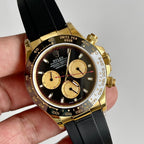 CLASSIC GOLD-TONE CHRONOGRAPH RUBBER STRAP WATCH