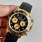 CLASSIC GOLD-TONE CHRONOGRAPH RUBBER STRAP WATCH