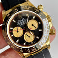 CLASSIC GOLD-TONE CHRONOGRAPH RUBBER STRAP WATCH