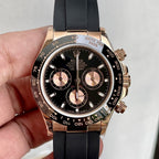 CLASSIC ROSE GOLD-TONE CASE CERAMIC BEZEL BLACK DIAL CHRONOGRAPH WATCH