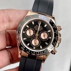 CLASSIC ROSE GOLD-TONE CASE CERAMIC BEZEL BLACK DIAL CHRONOGRAPH WATCH