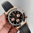 CLASSIC ROSE GOLD-TONE CASE CERAMIC BEZEL BLACK DIAL CHRONOGRAPH WATCH