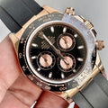 CLASSIC ROSE GOLD-TONE CASE CERAMIC BEZEL BLACK DIAL CHRONOGRAPH WATCH
