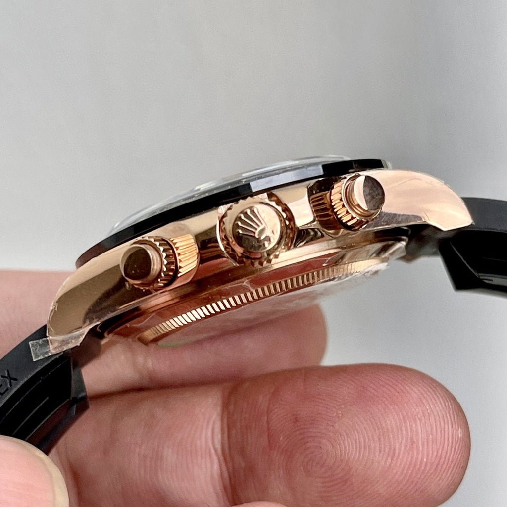 CLASSIC ROSE GOLD-TONE CASE CERAMIC BEZEL BLACK DIAL CHRONOGRAPH WATCH